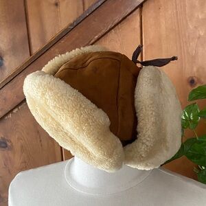 Vintage suede and shearling Winter Hat